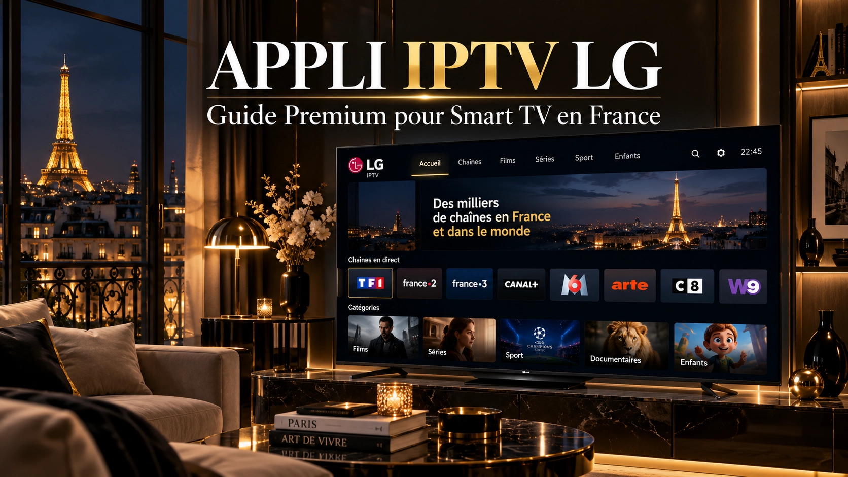 Application IPTV utilisée sur une LG Smart TV en France